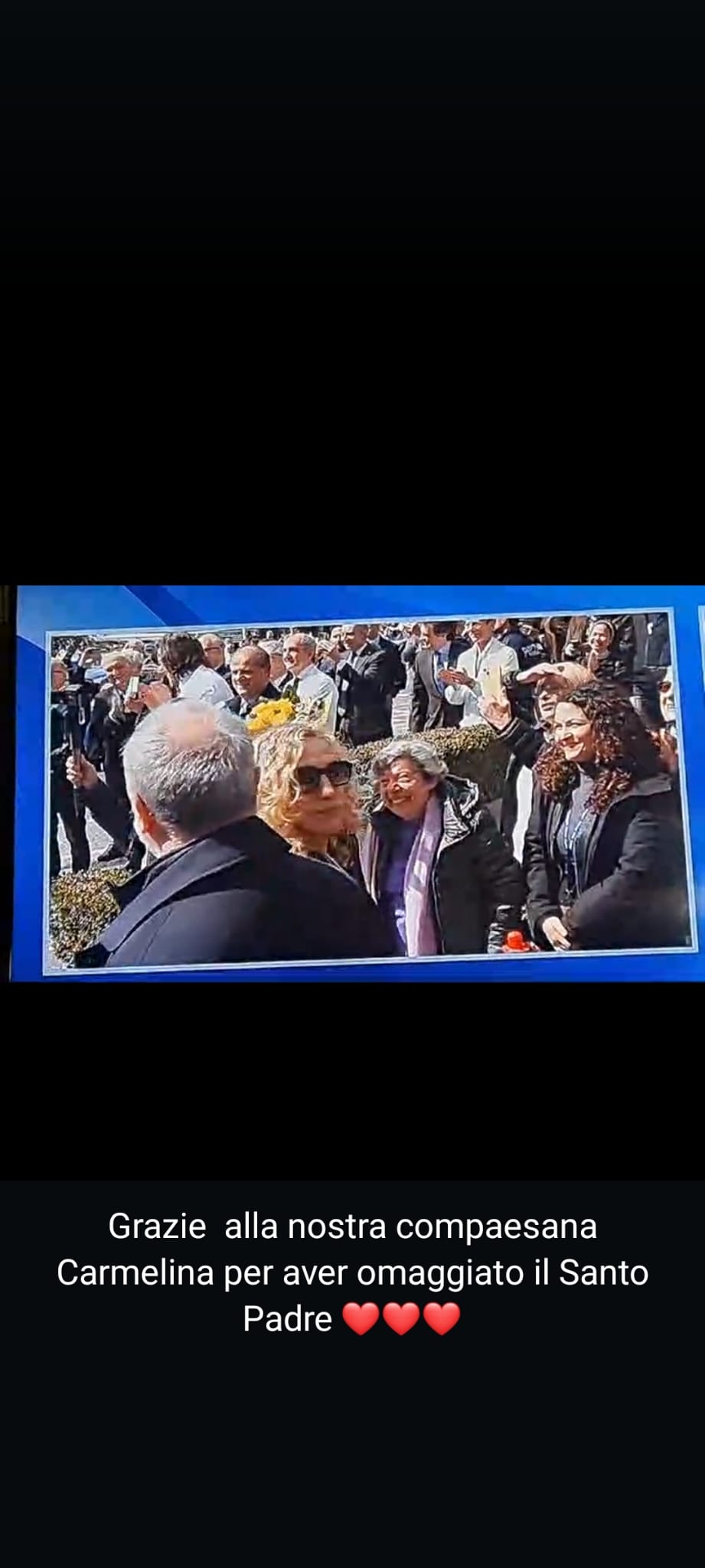 E' DI MONTEROSSO CALABRO LA SIGNORA RINGRAZIATA DA PAPA FRANCESCO