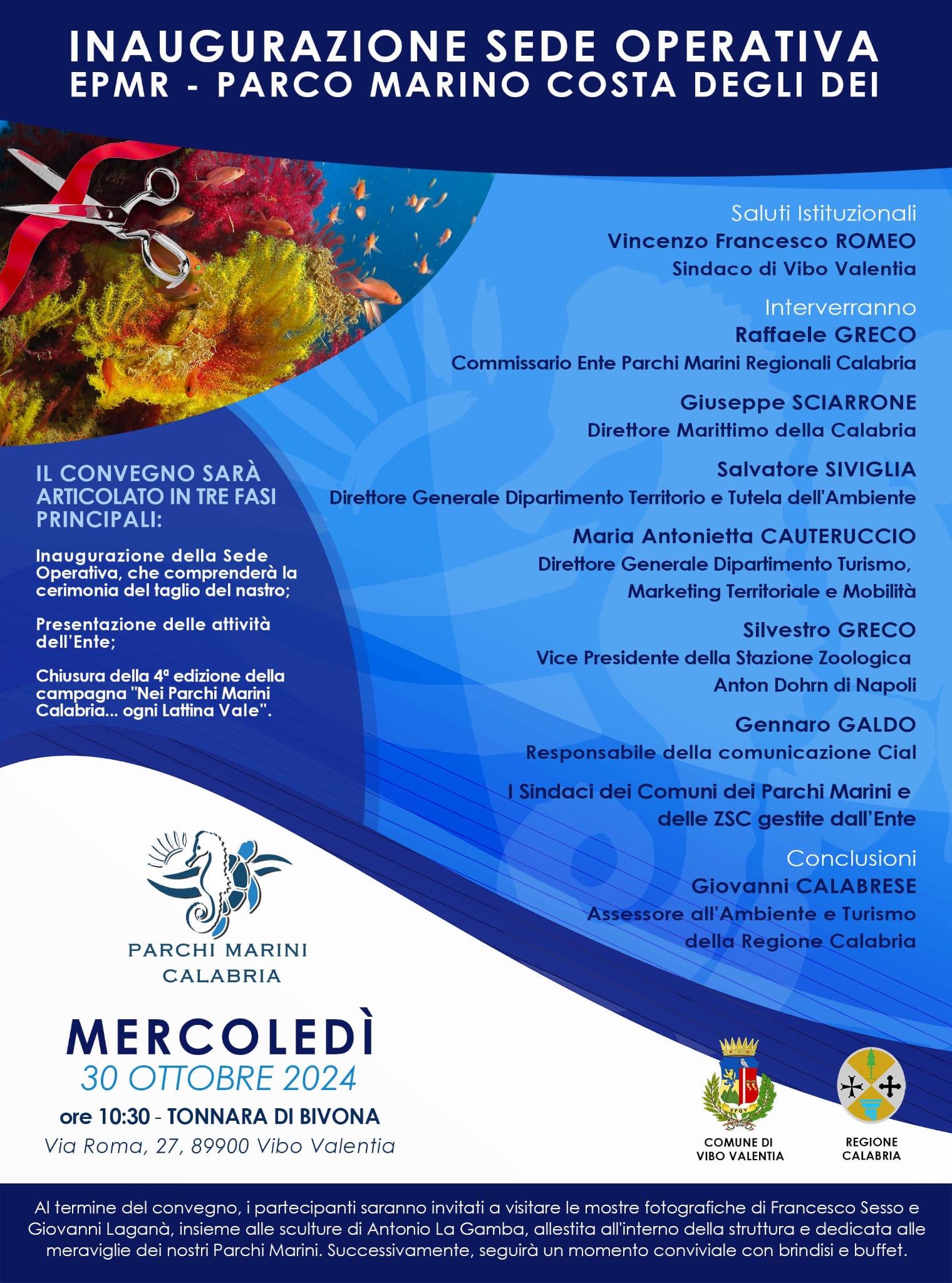 Ente parchi marini regionale, tutto pronto per l'inaugurazione della nuova sede